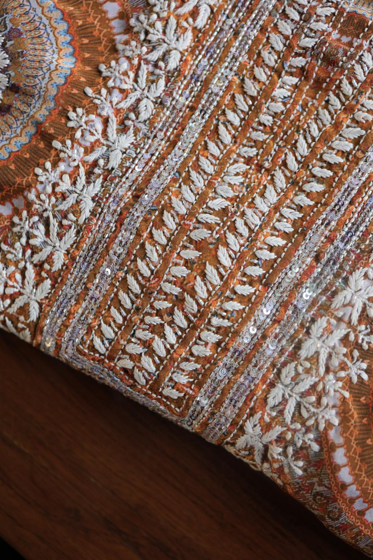 Gold Yellow Muslin Chikankari Kurta Fabric
