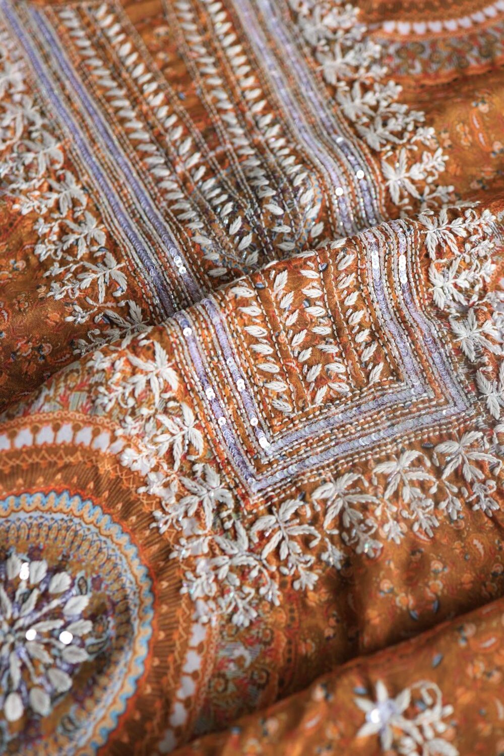 Mustard Muslin Chikankari Kurta Fabric