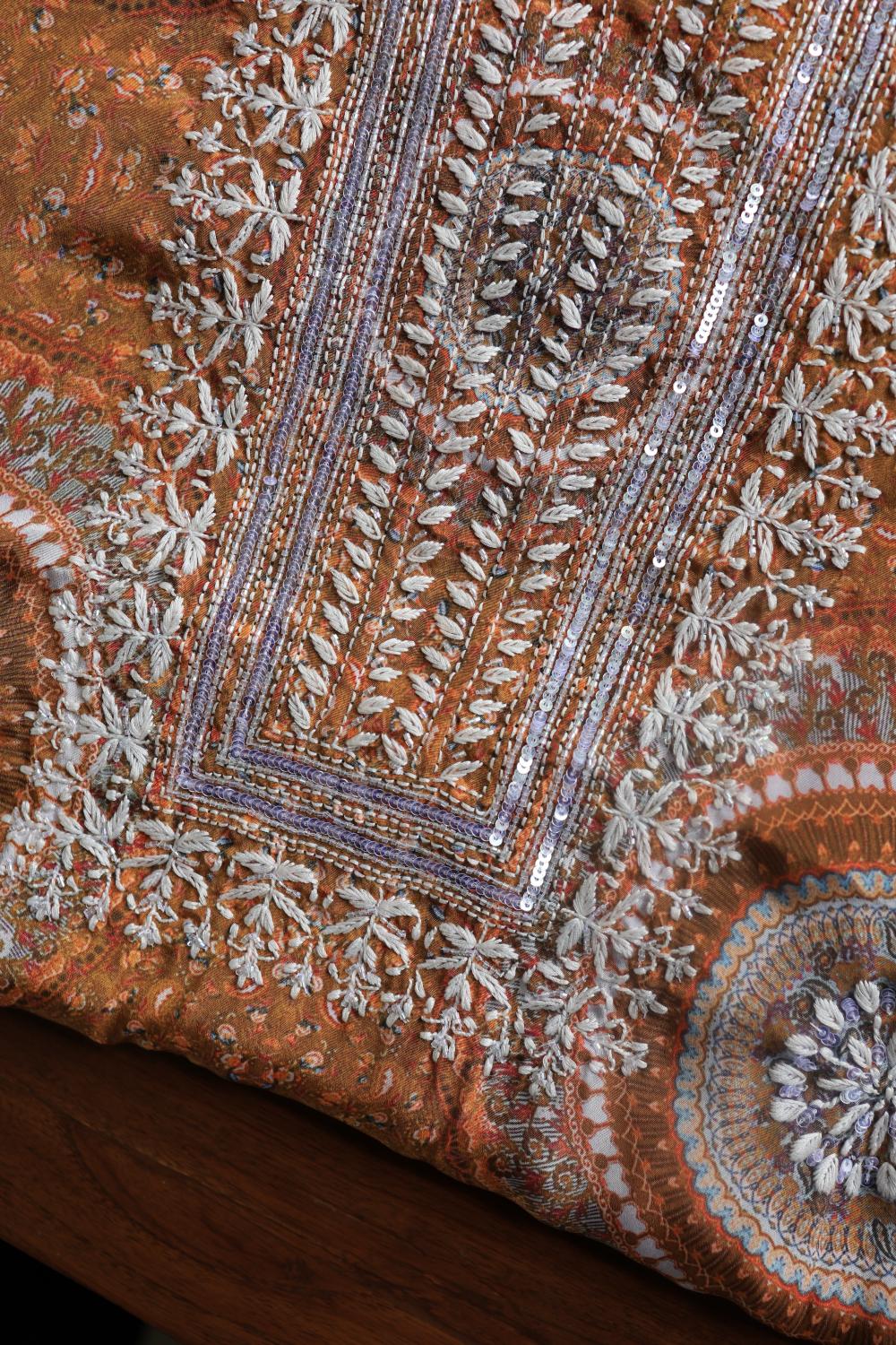 Mustard Muslin Chikankari Kurta Fabric