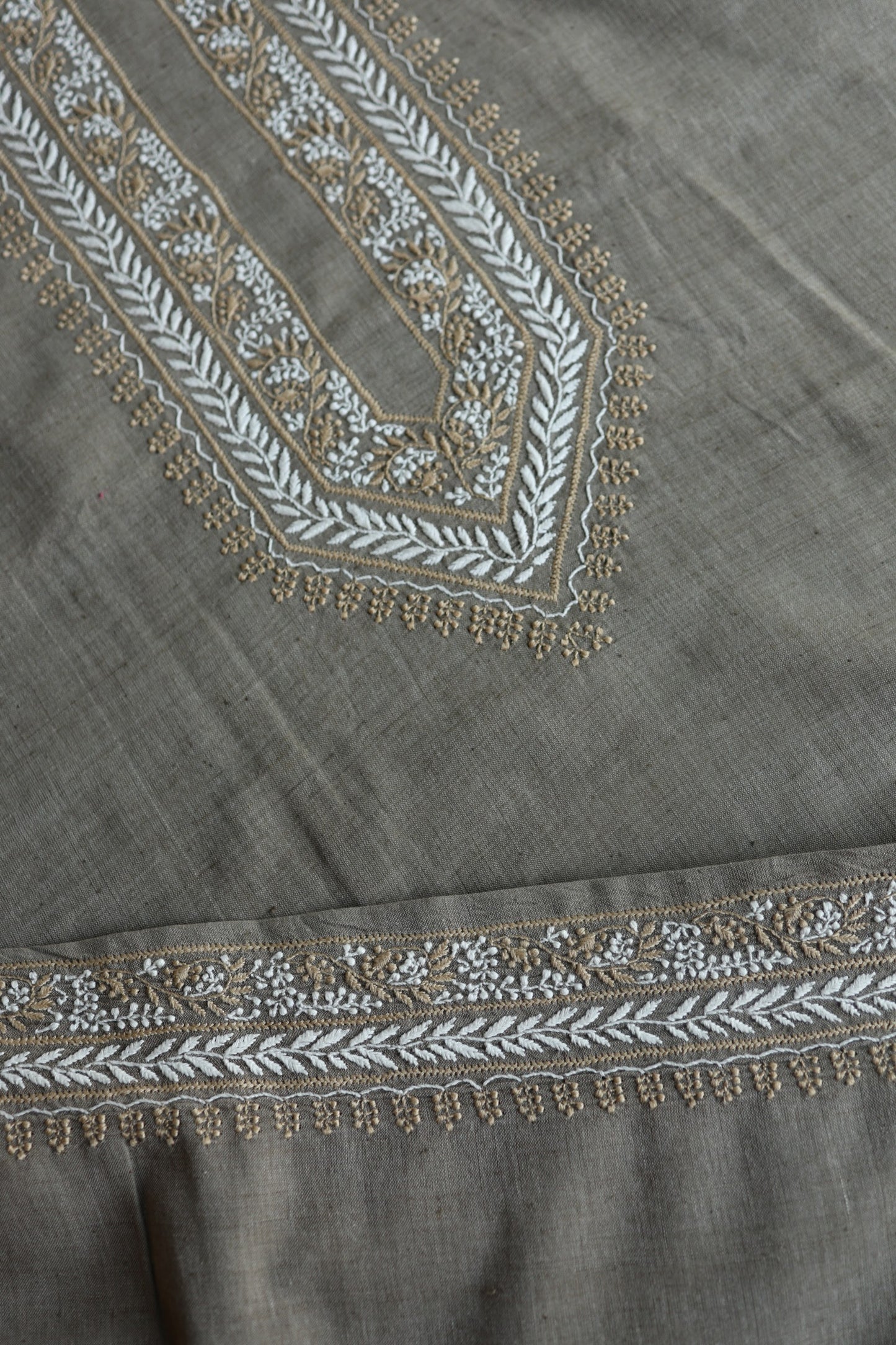 Natural Grey Malkha Handspun Khadi Kurtas Unisex Fabric