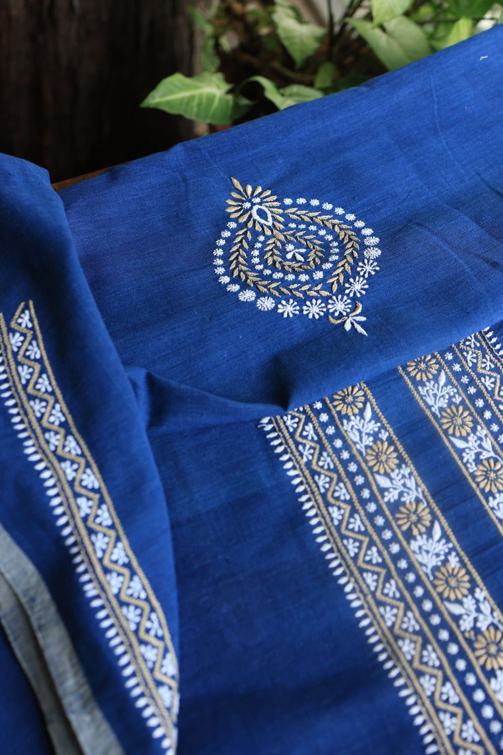 Navy Blue Malkha Handspun Khadi Kurtas Unisex Fabric
