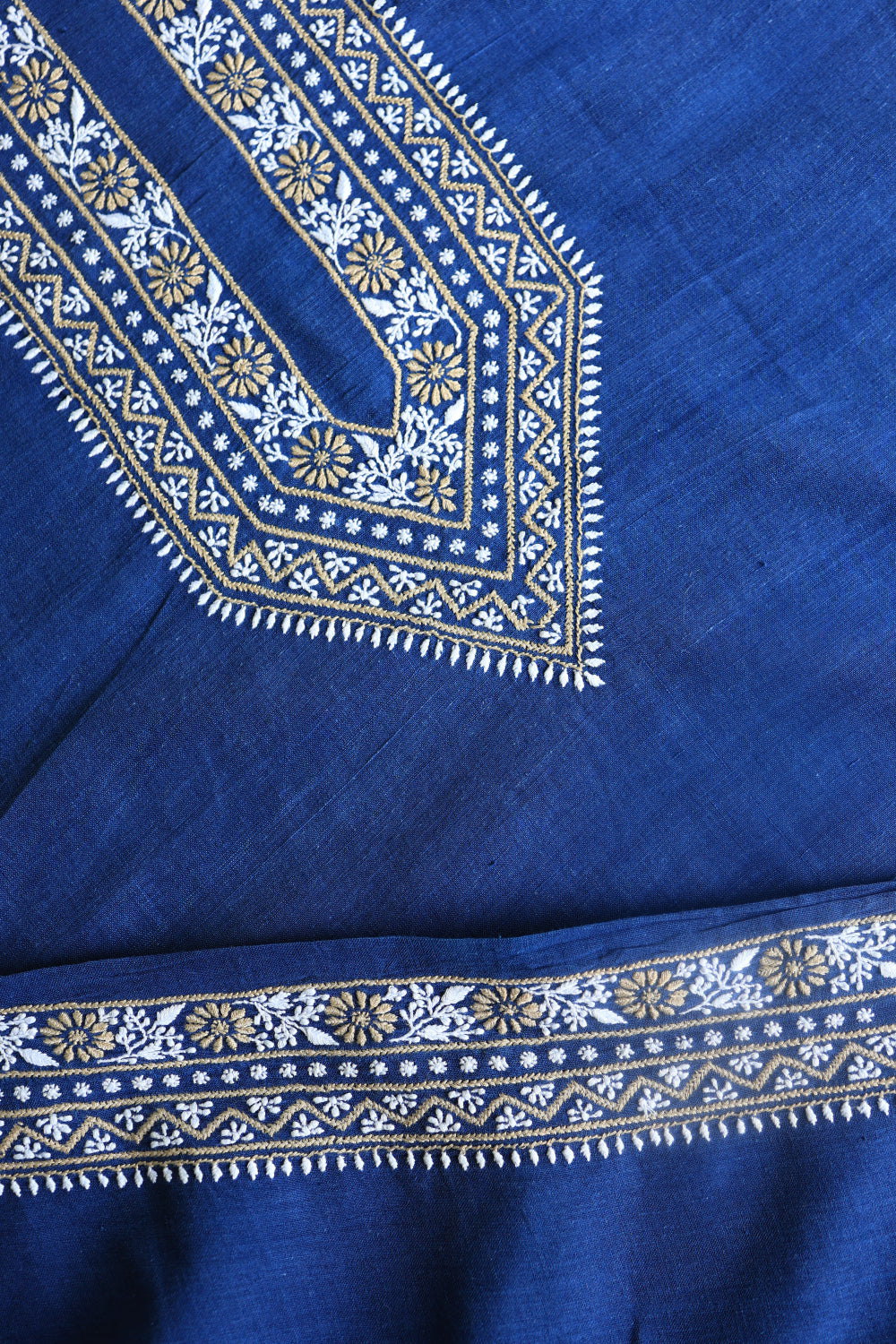 Navy Blue Malkha Handspun Khadi Kurtas Unisex Fabric
