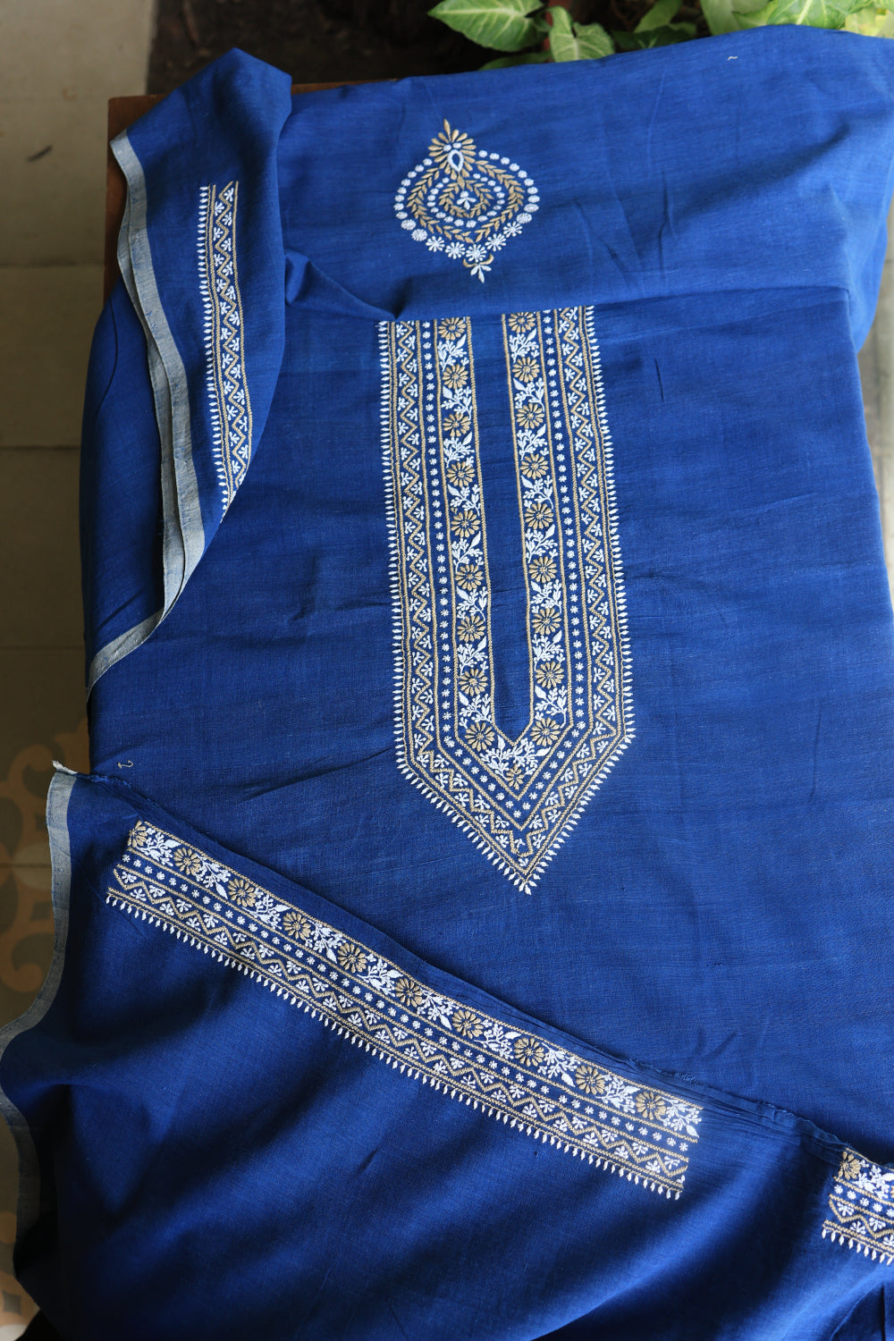 Navy Blue Malkha Handspun Khadi Kurtas Unisex Fabric
