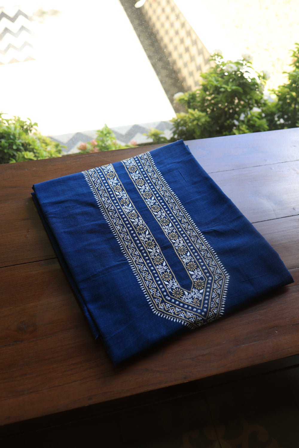 Navy Blue Malkha Handspun Khadi Kurtas Unisex Fabric