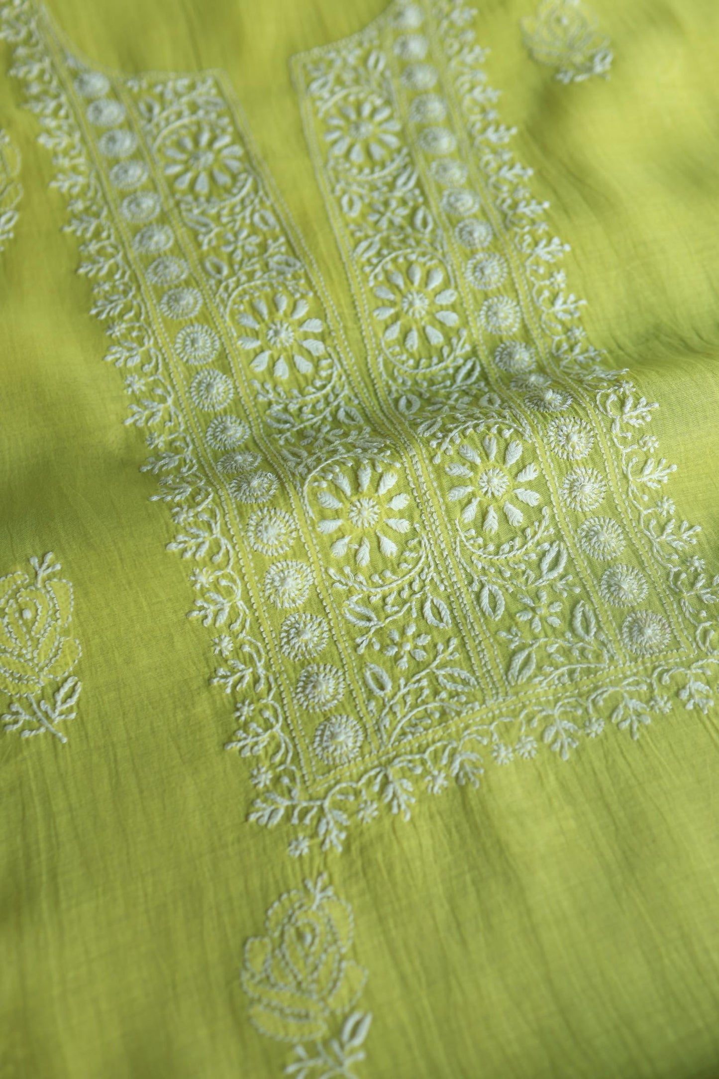 Neon Shade Mal Cotton Chikankari Unstitched Fabric