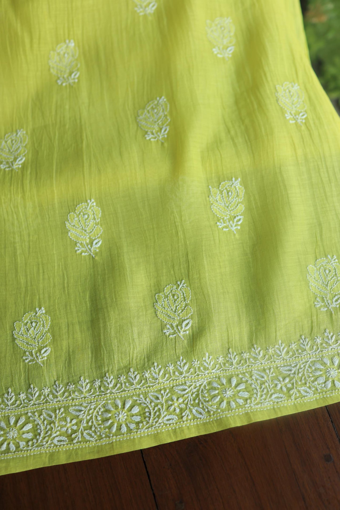 Neon Shade Mal Cotton Chikankari Unstitched Fabric