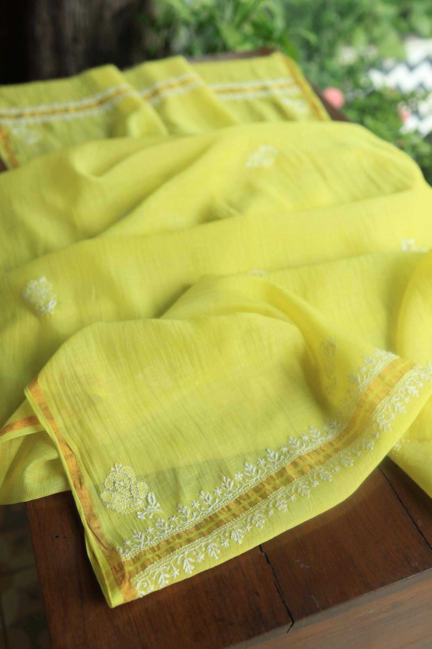 Neon Shade Mal Cotton Chikankari Unstitched Fabric