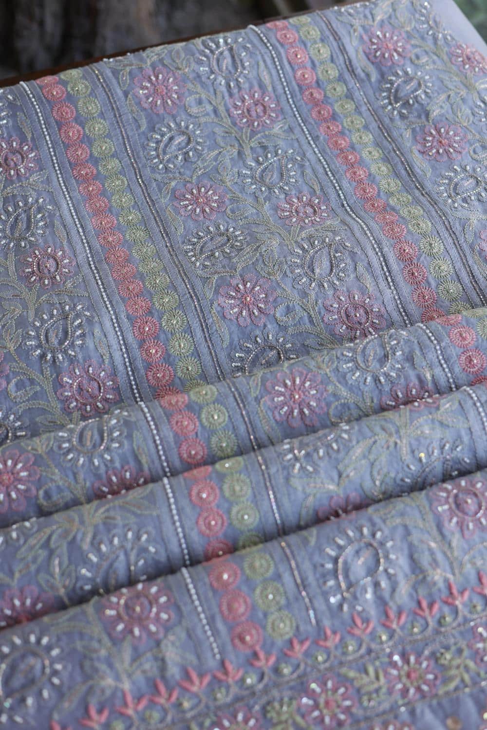 Blue Noor Banarasi Organza Chikankari Unstitched Fabrics