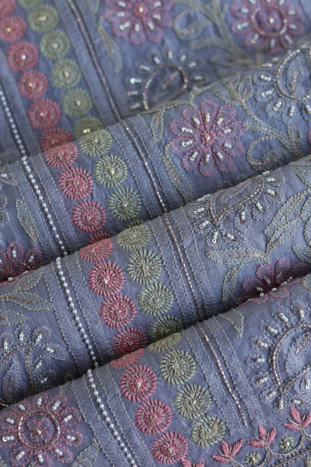 Blue Noor Banarasi Organza Chikankari Unstitched Fabrics