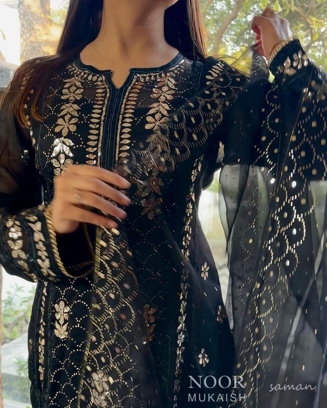 Noor Organza Applique Kurta Set