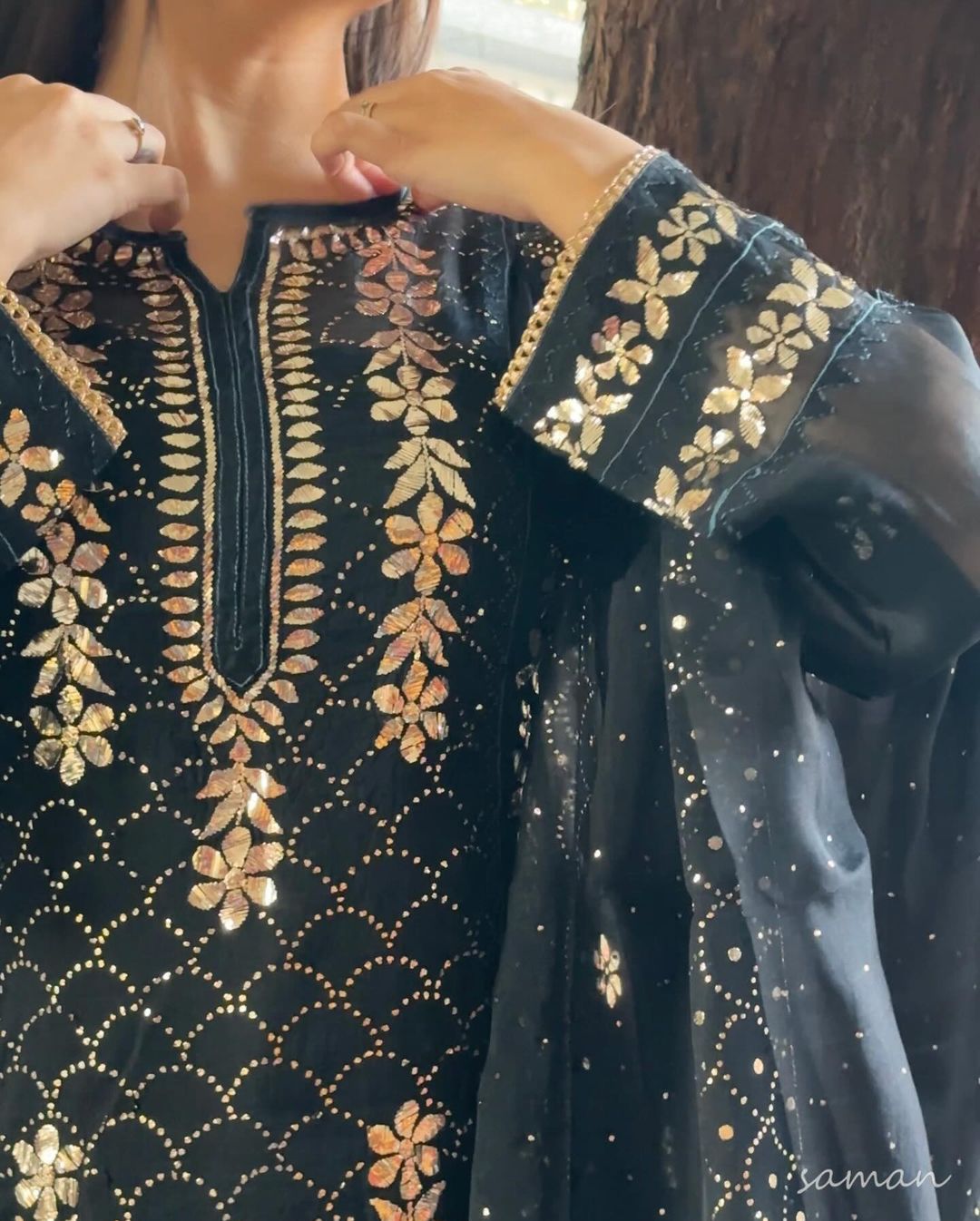 Noor Organza Applique Kurta Set