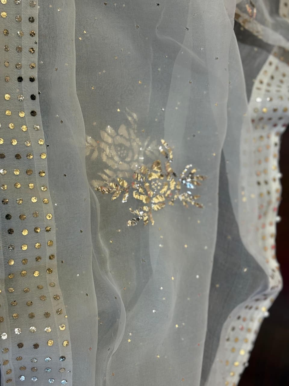 Noor Organza Mukaish Badla Rose Motif Dupatta