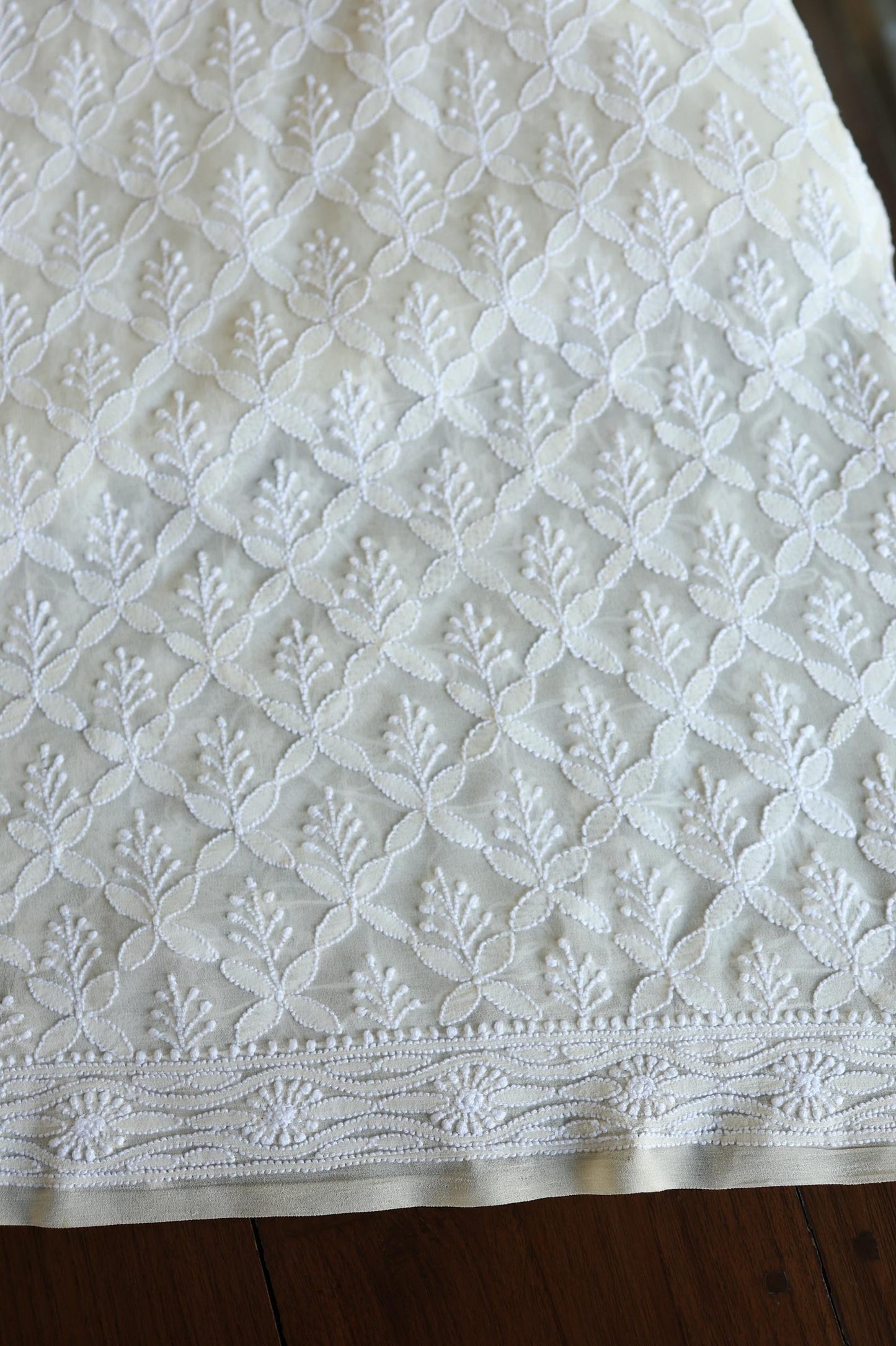 Off White Pure Georgette Kurtas Unisex Fabric
