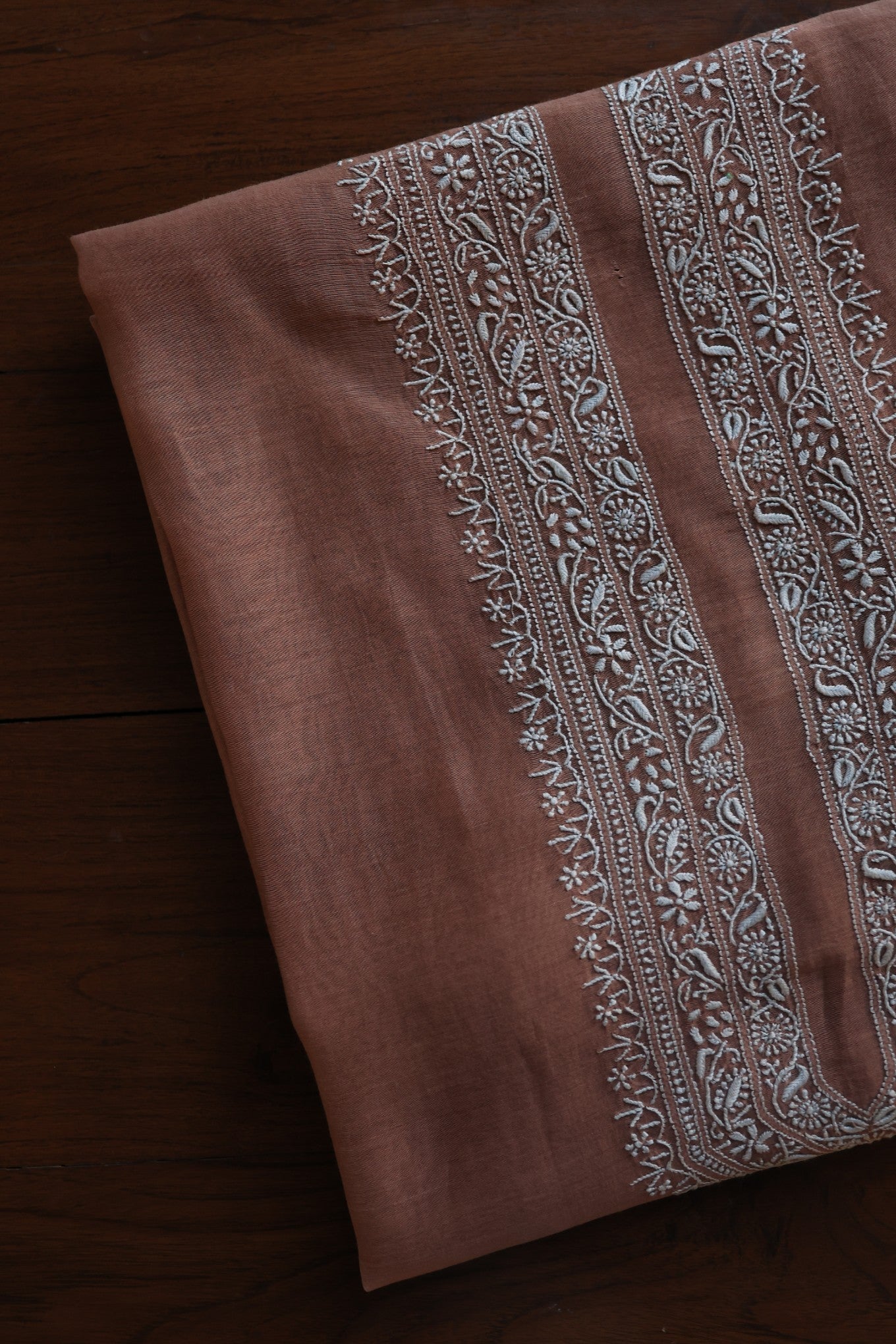 Old Copper Shade Mulmul Chikankari Unstitched Men's Kurtas Fabric