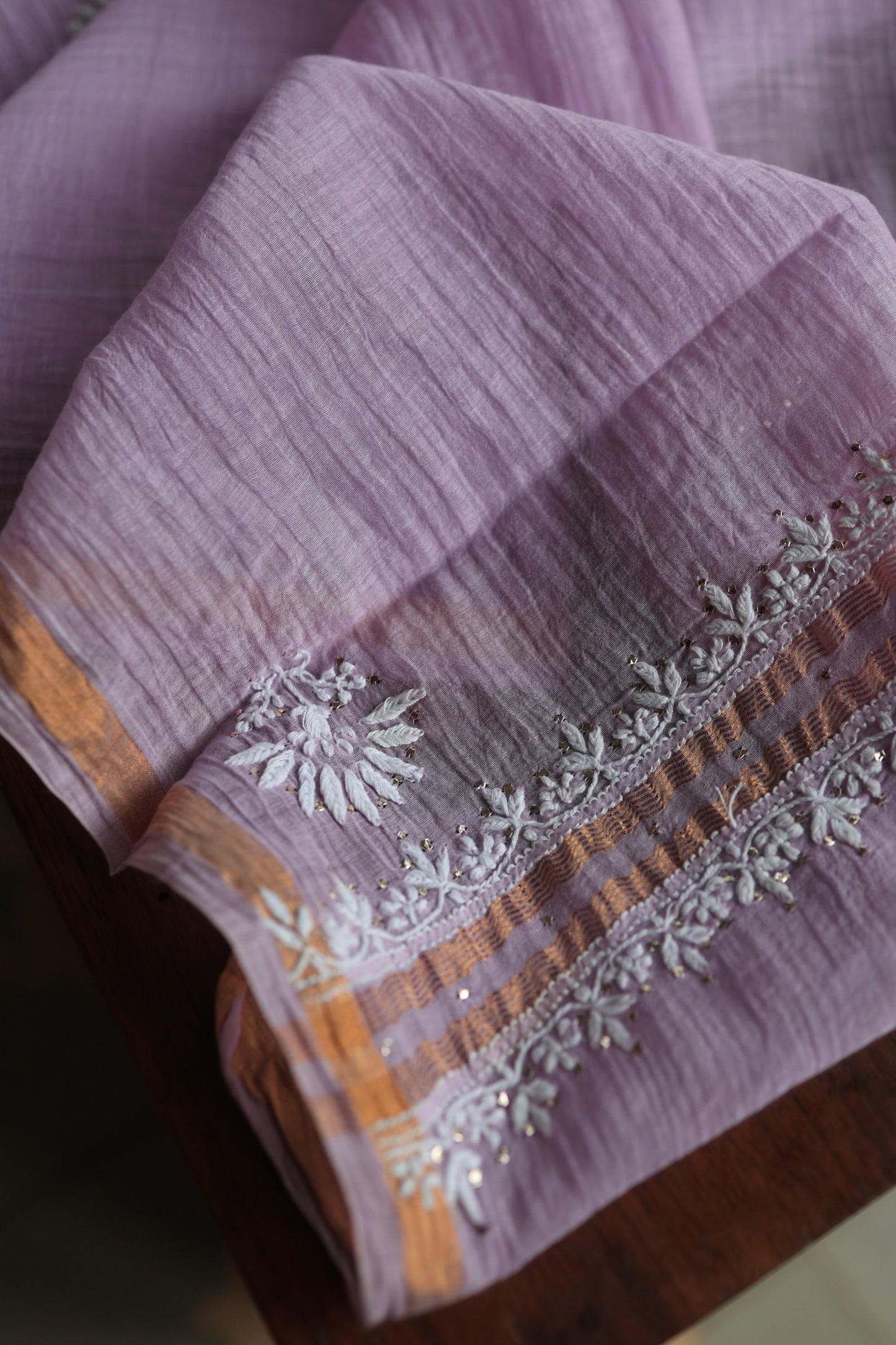 Opera Mauve Mal Cotton Chikankari Unstitched Fabrics With Kamdani