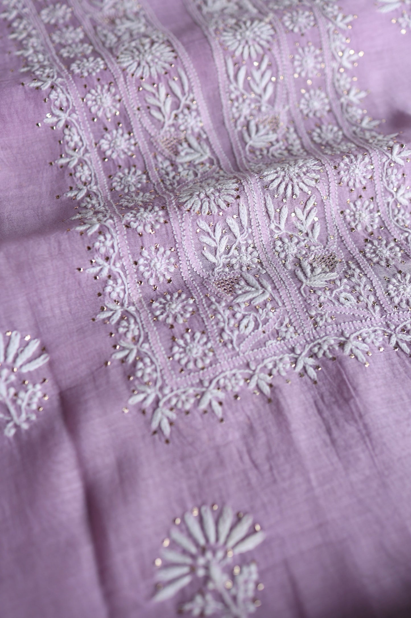 Opera Mauve Mal Cotton Chikankari Unstitched Fabrics With Kamdani