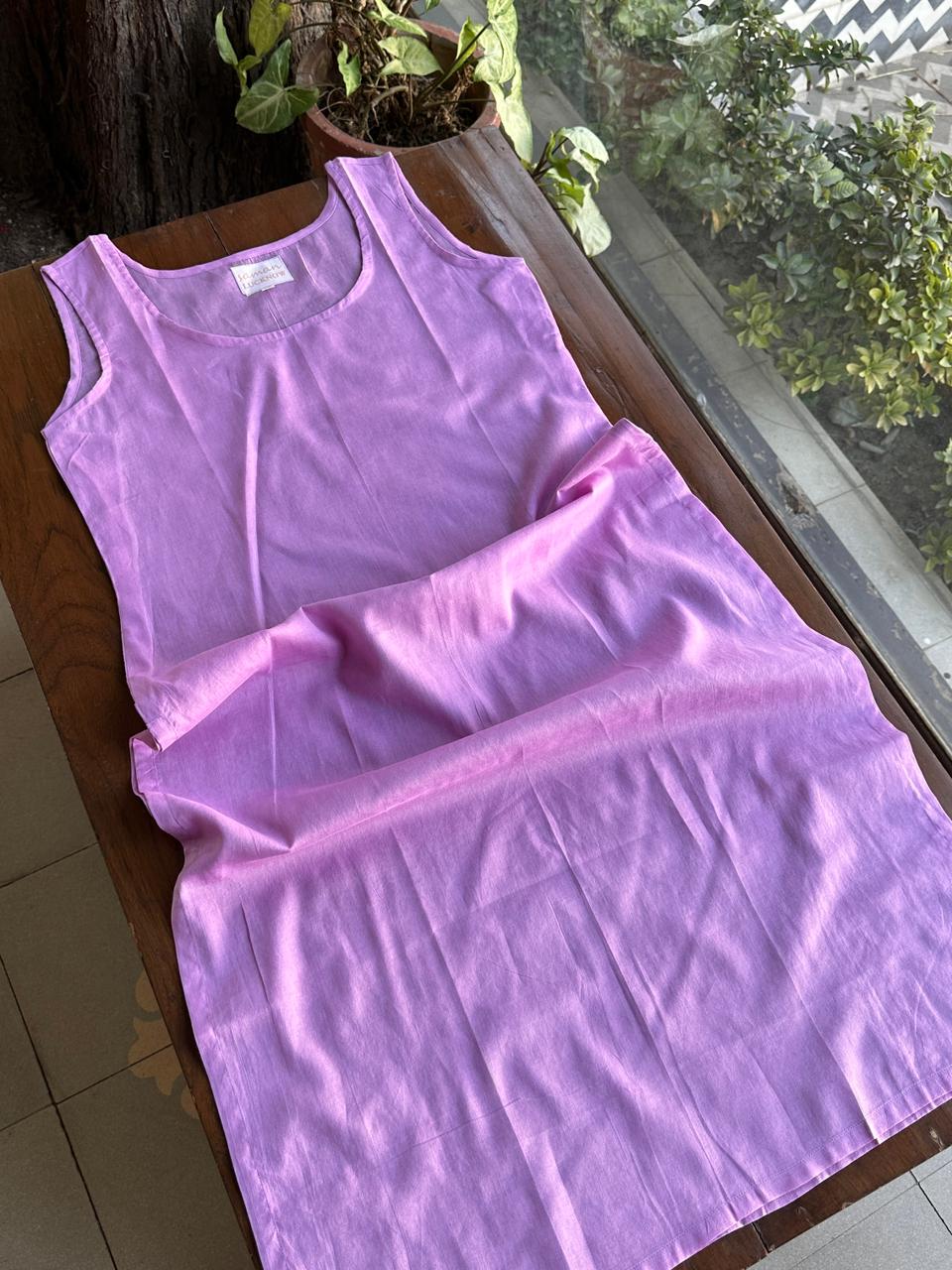 Opera Mauve Malmal Mukaish Kamdani Chikankari Stitched Kurta Dupatta Set