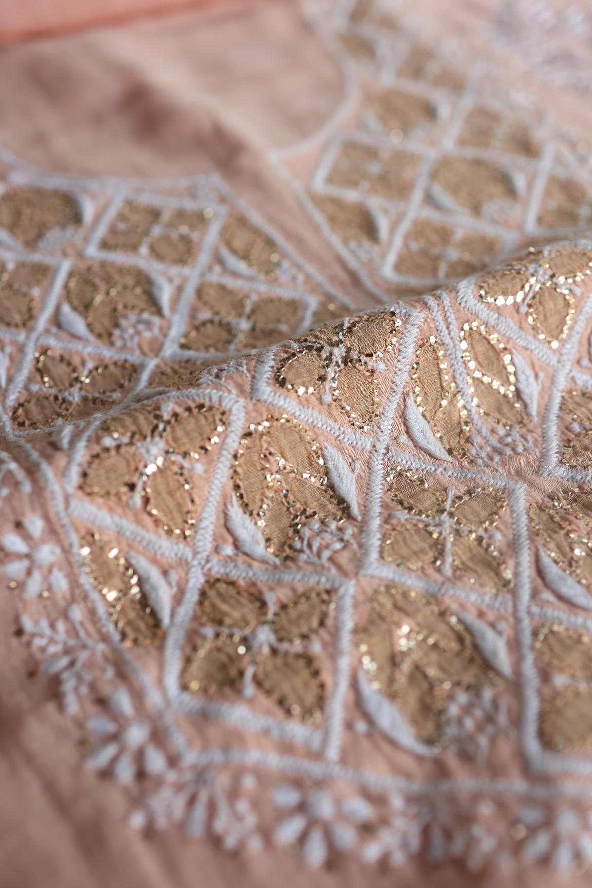 Peach Daraz Chikankari Kurta Fabrics