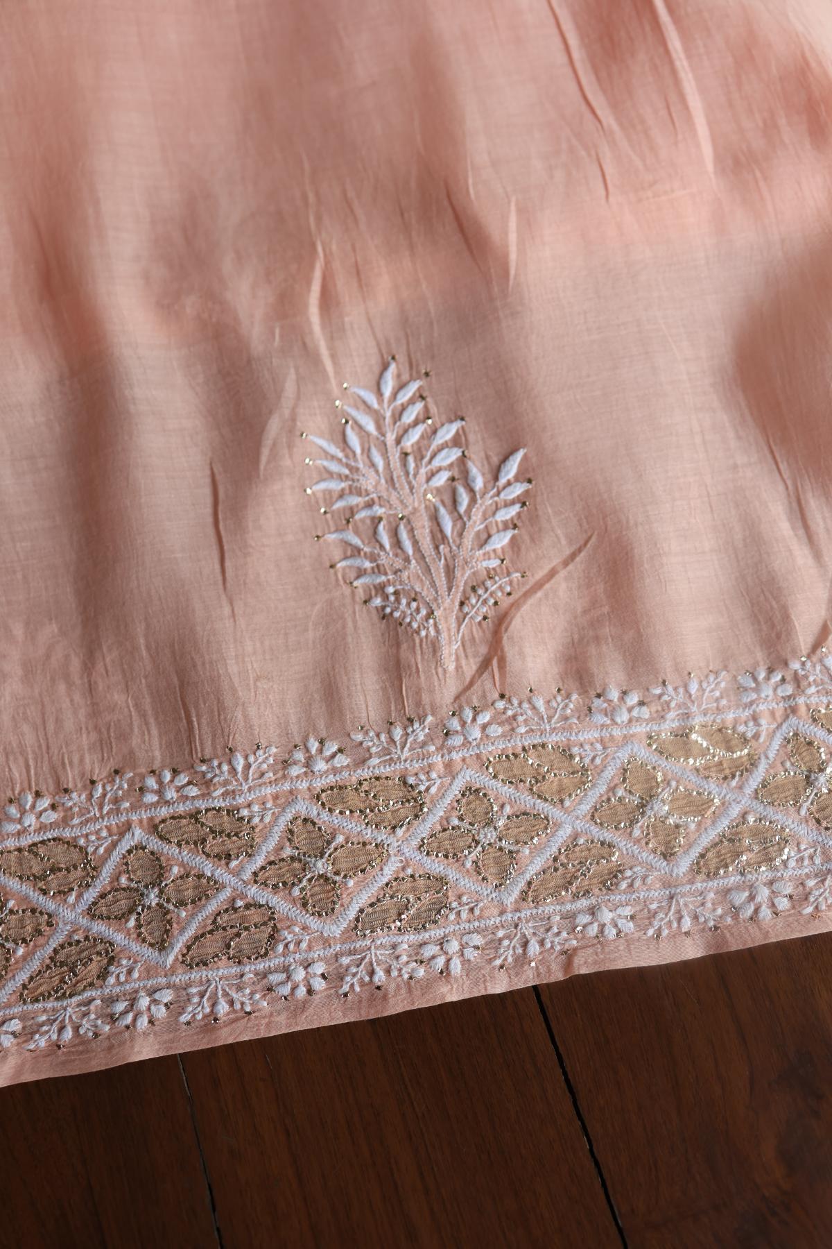 Peach Daraz Chikankari Kurta Fabrics