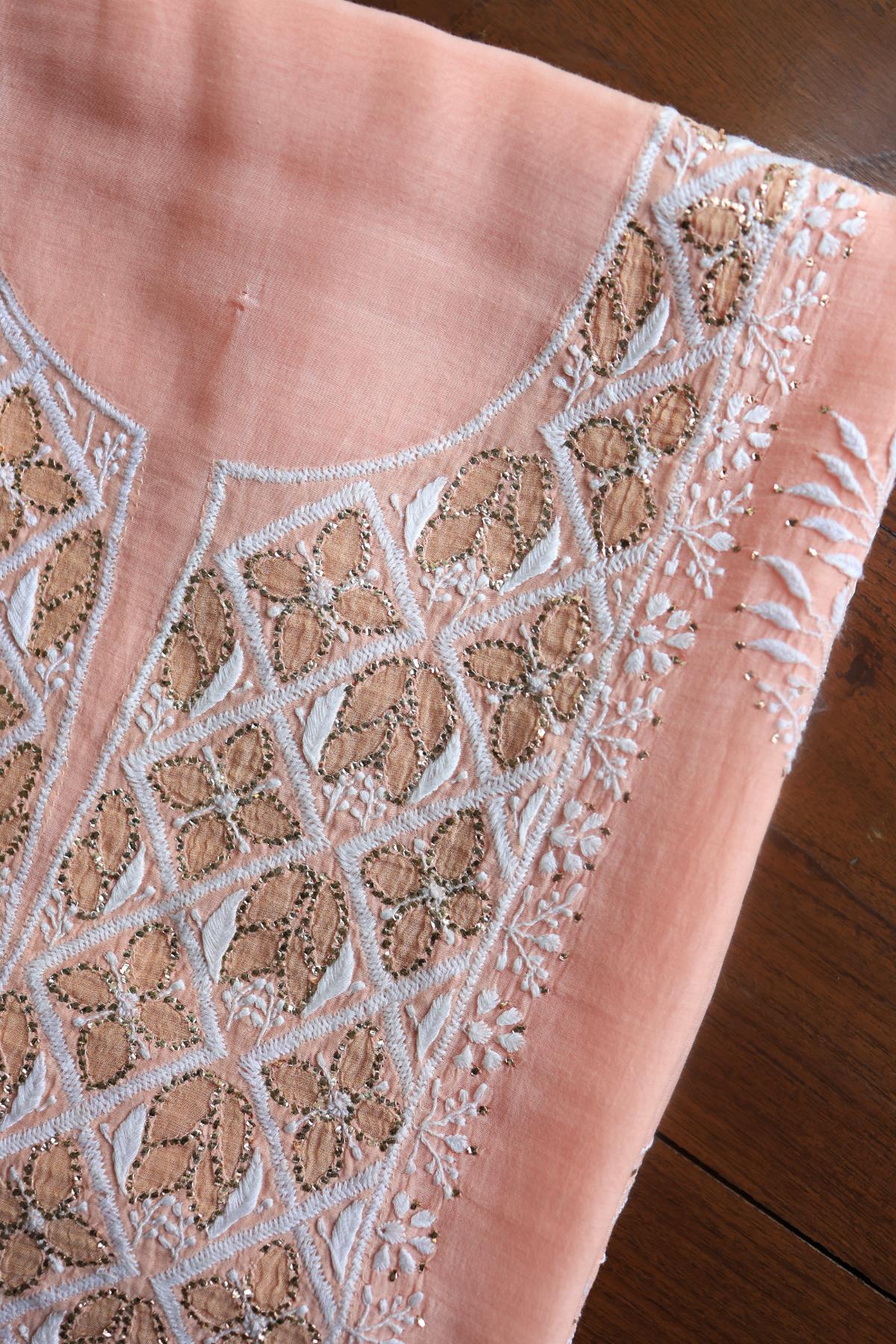 Peach Daraz Chikankari Kurta Fabrics