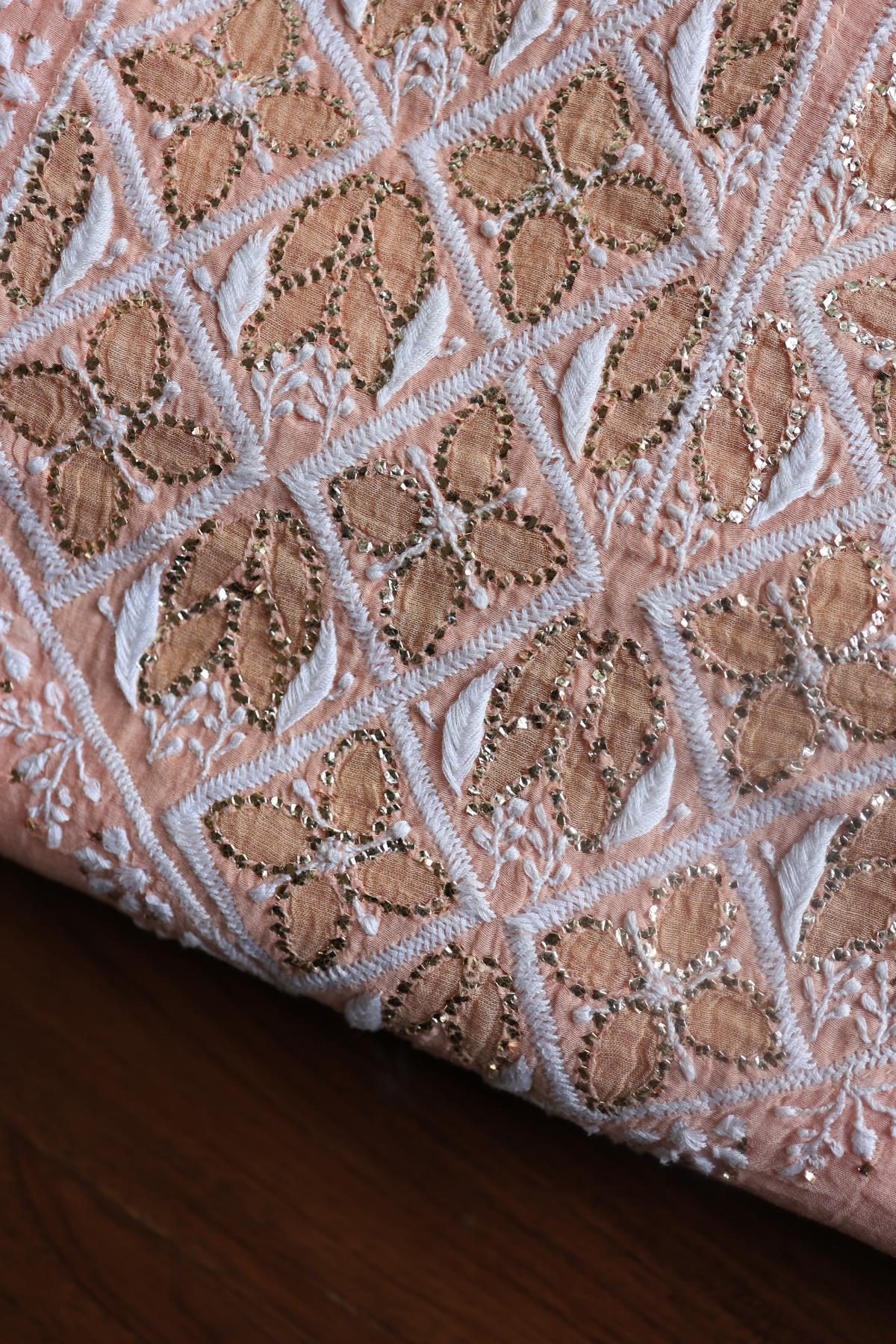 Peach Daraz Chikankari Kurta Fabrics