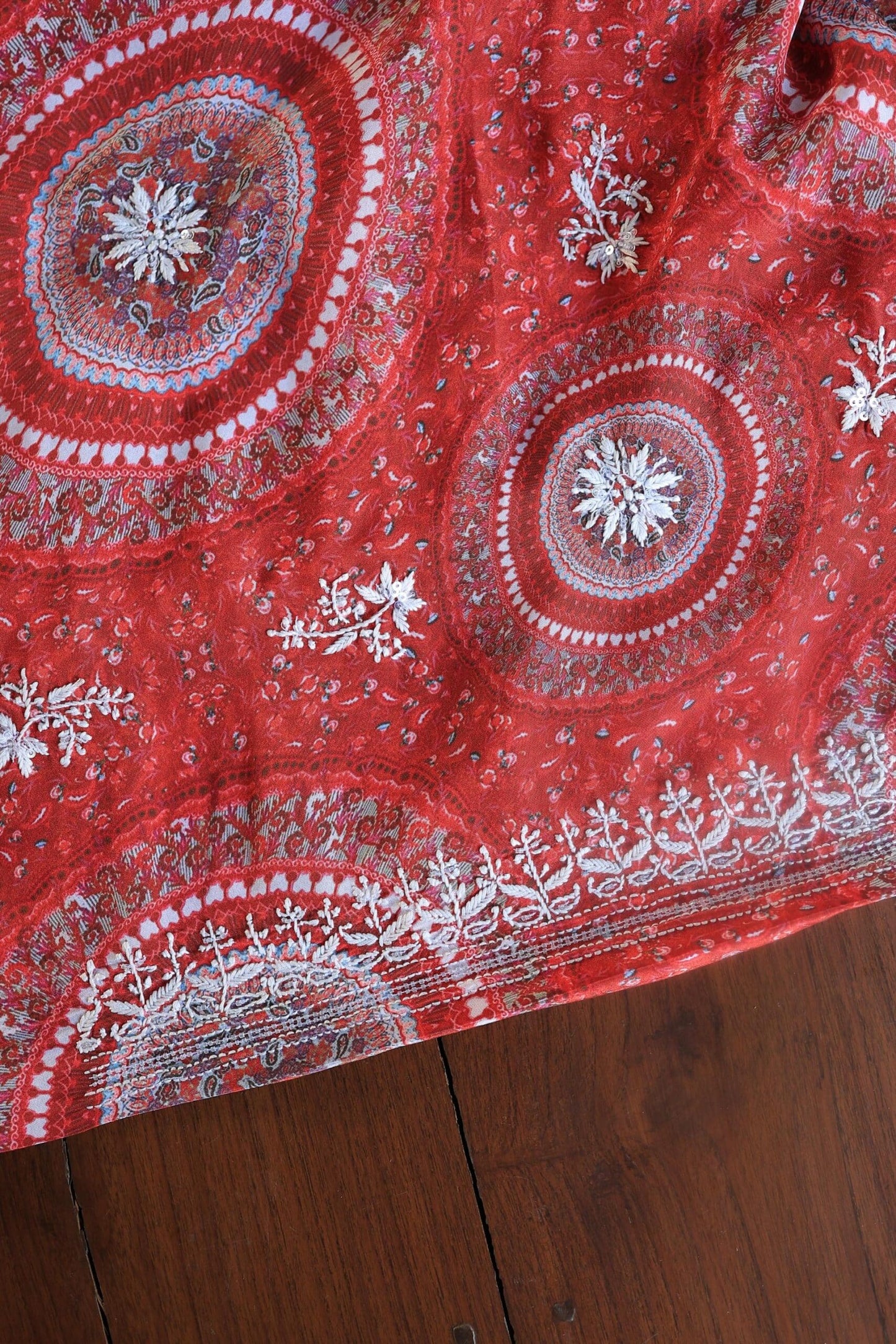 Carrot Pink Muslin Unstitched Kurta Fabric