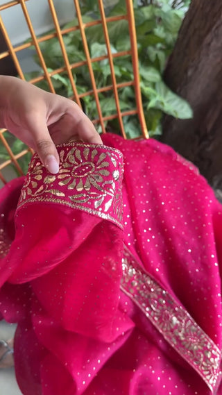 Pink Shade Mukaish Lakh Dana Saree With Blouse