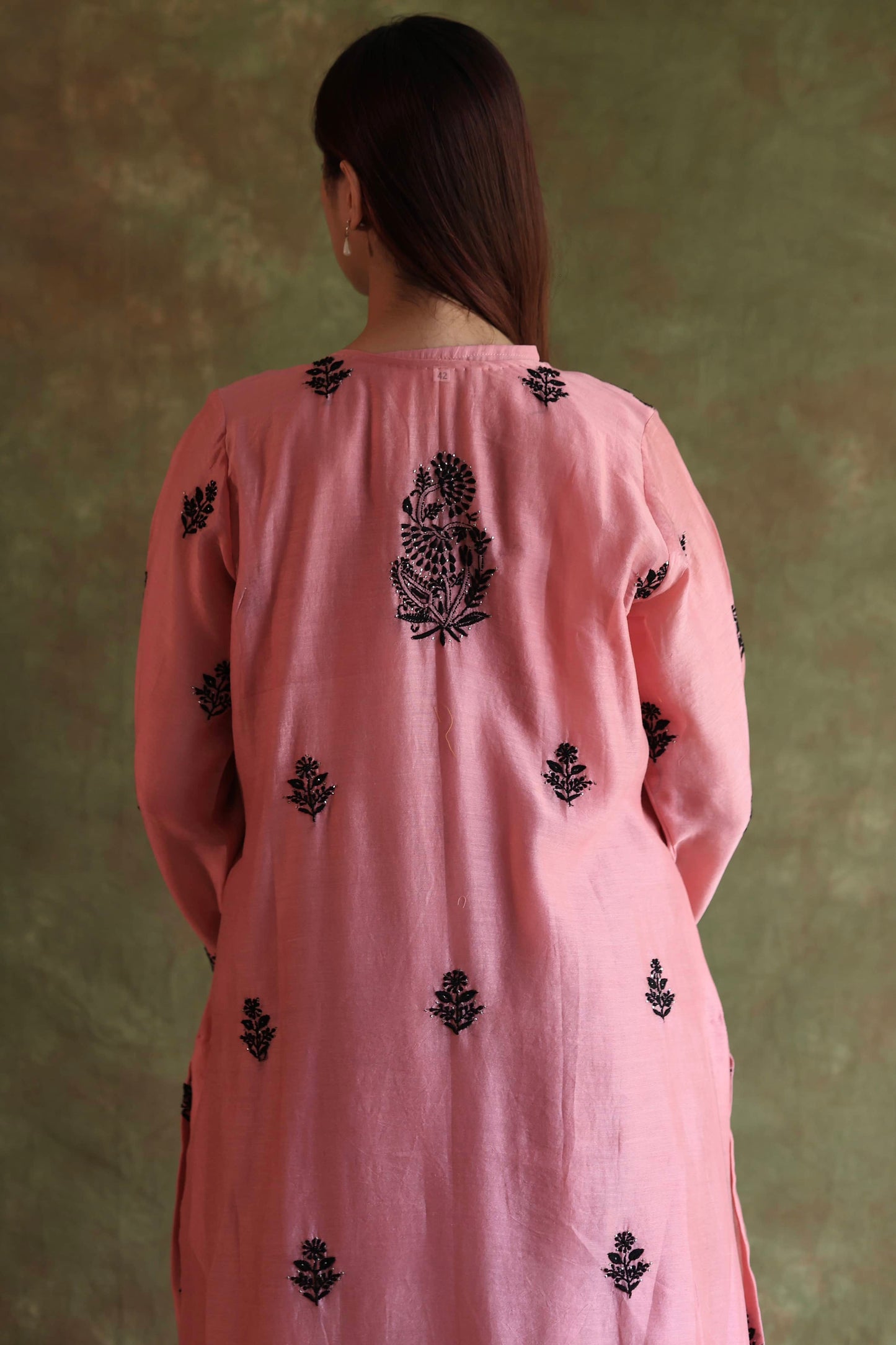 Pink & Black Mal Cotton Chikankari With Kamdani Ready to Wear Kurta Set