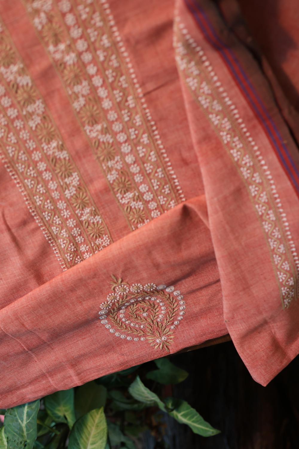 Pinkish Peach Malkha Handspun Khadi Kurtas Unisex Fabric