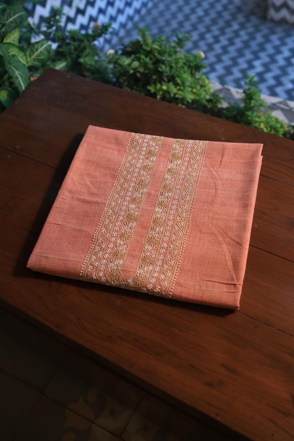 Pinkish Peach Malkha Handspun Khadi Kurtas Unisex Fabric