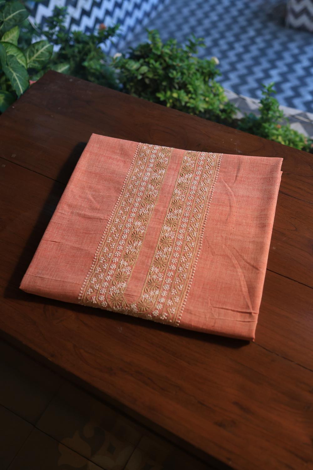 Pinkish Peach Malkha Handspun Khadi Kurtas Unisex Fabric