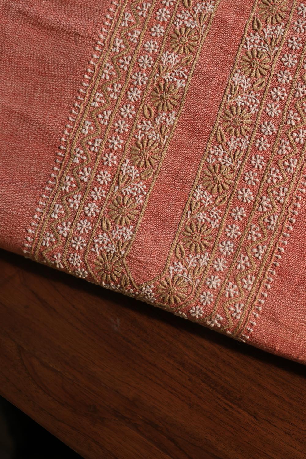 Pinkish Peach Malkha Handspun Khadi Kurtas Unisex Fabric