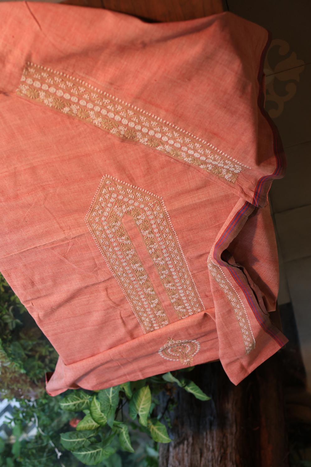 Pinkish Peach Malkha Handspun Khadi Kurtas Unisex Fabric