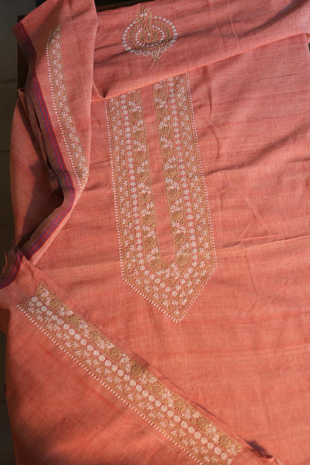 Pinkish Peach Malkha Handspun Khadi Kurtas Unisex Fabric