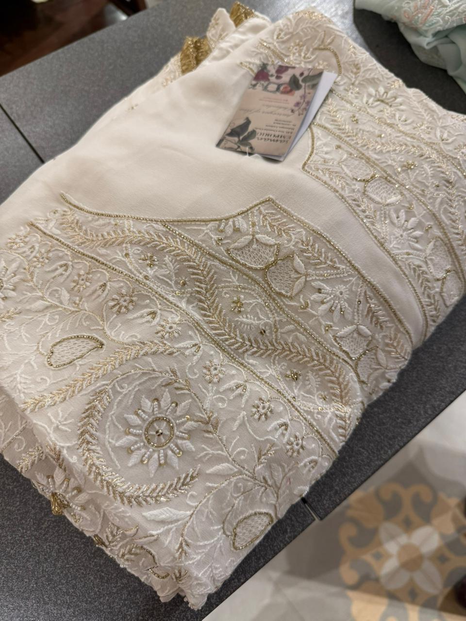 Pure white Georgette Chikankari Kurta Dupatta Set