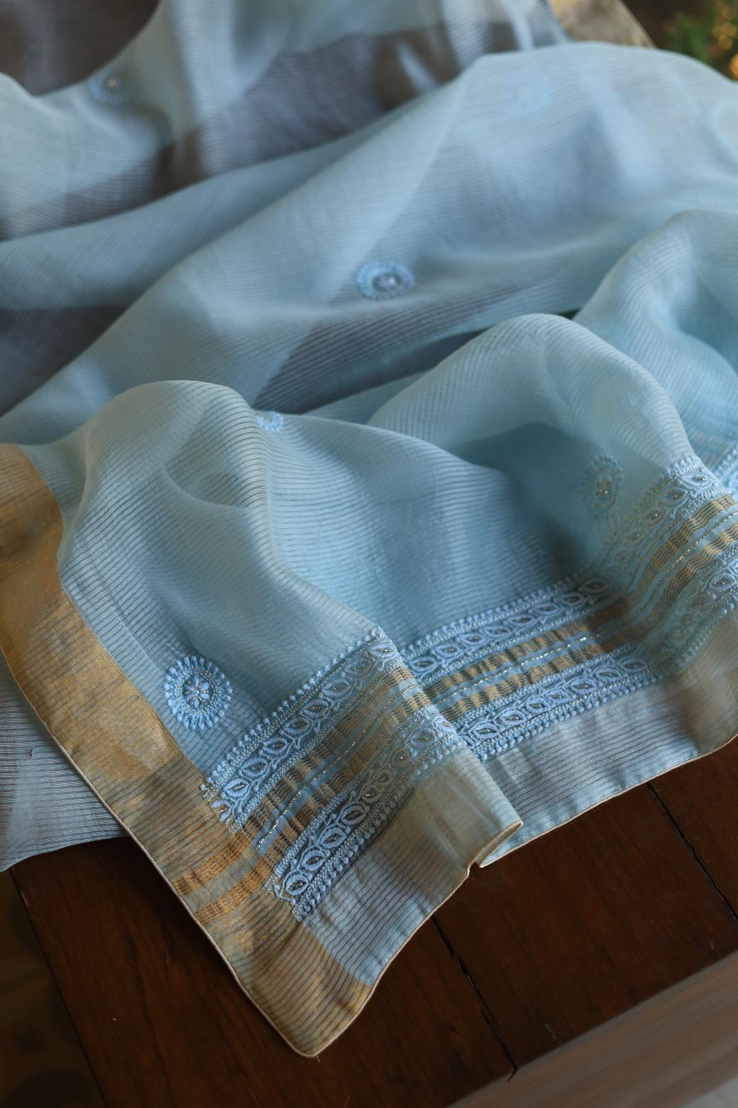 Light Blue Rasm Chanderi Highlights Fabrics