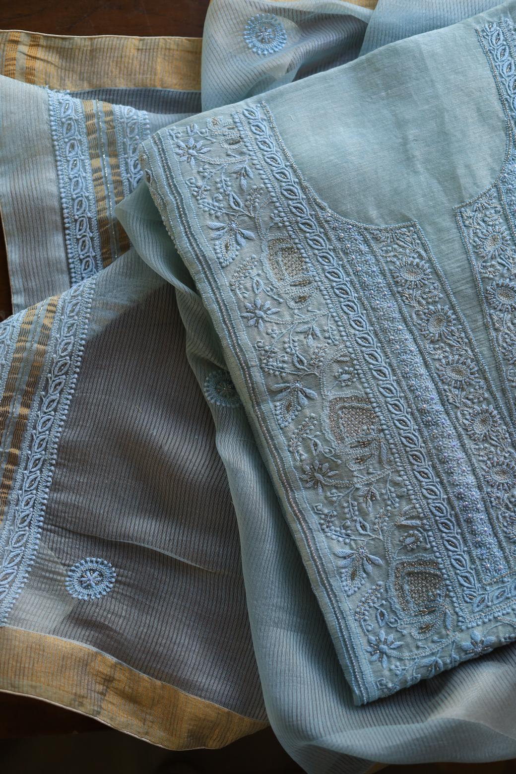 Light Blue Rasm Chanderi Highlights Fabrics