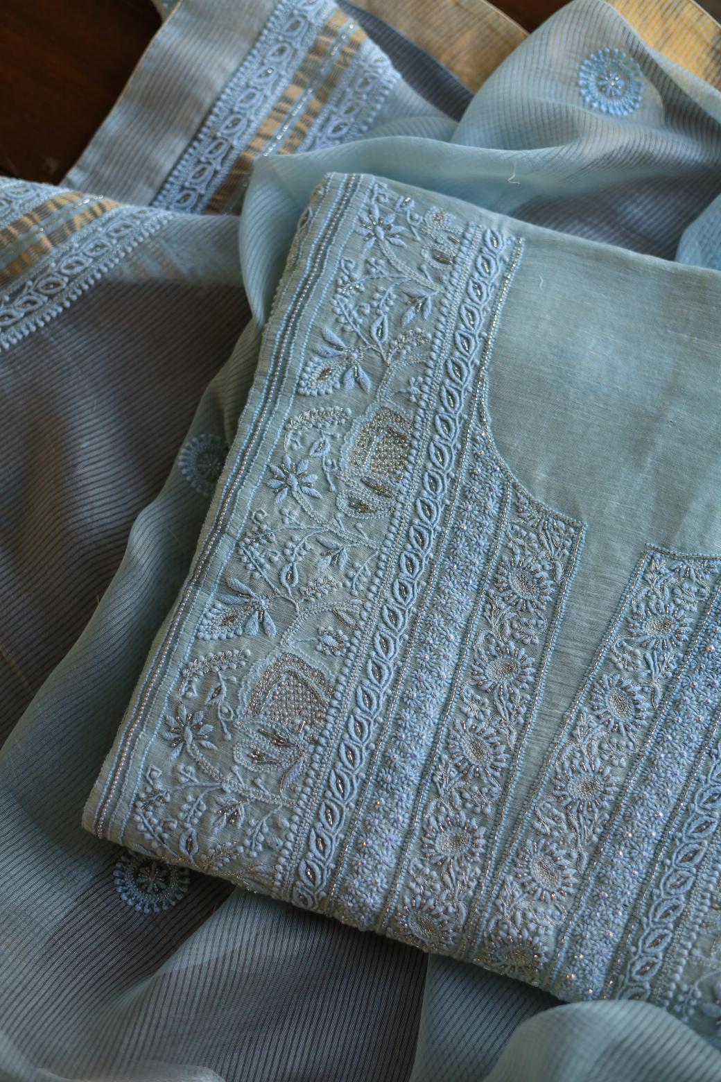 Light Blue Rasm Chanderi Highlights Fabrics