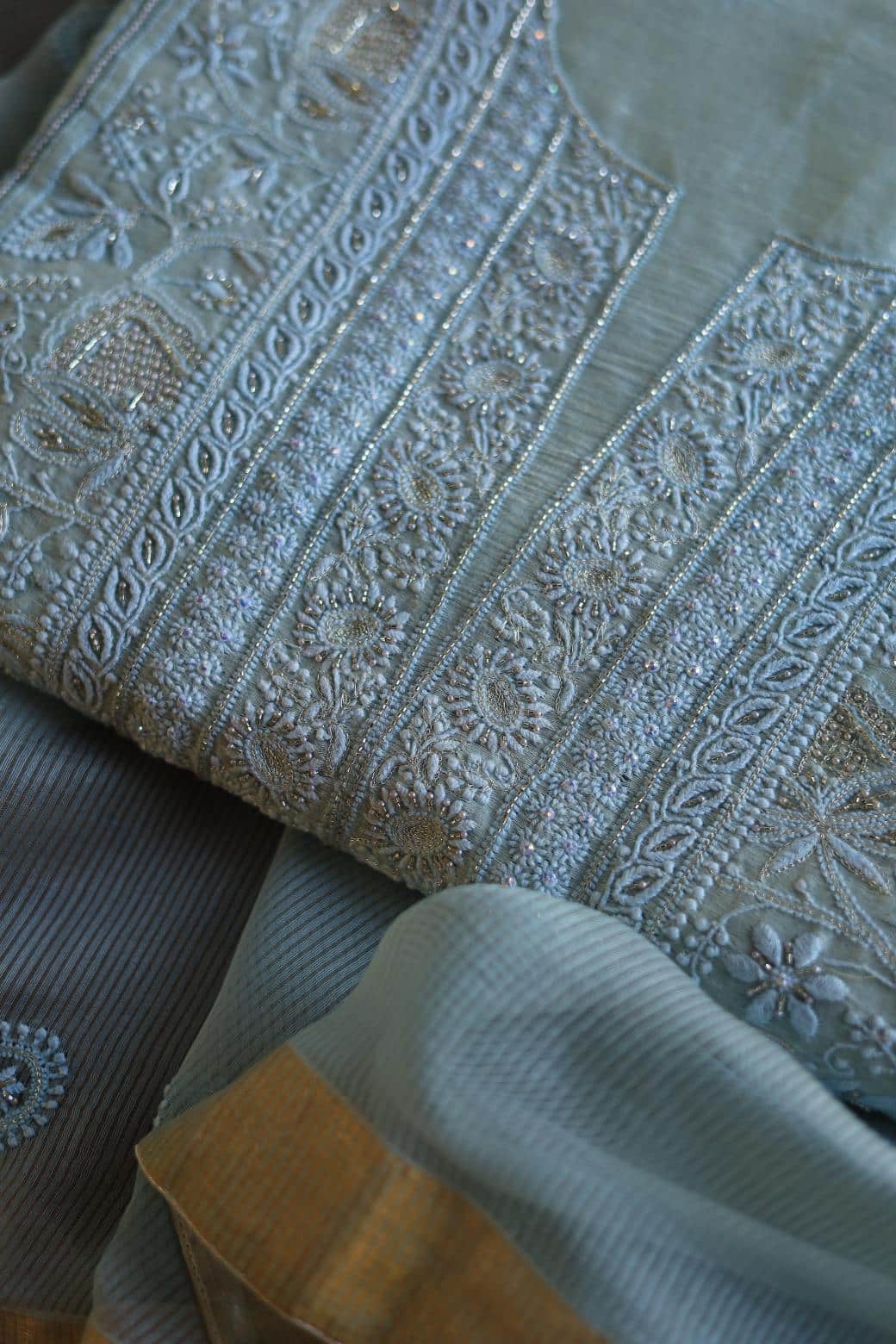 Light Blue Rasm Chanderi Highlights Fabrics