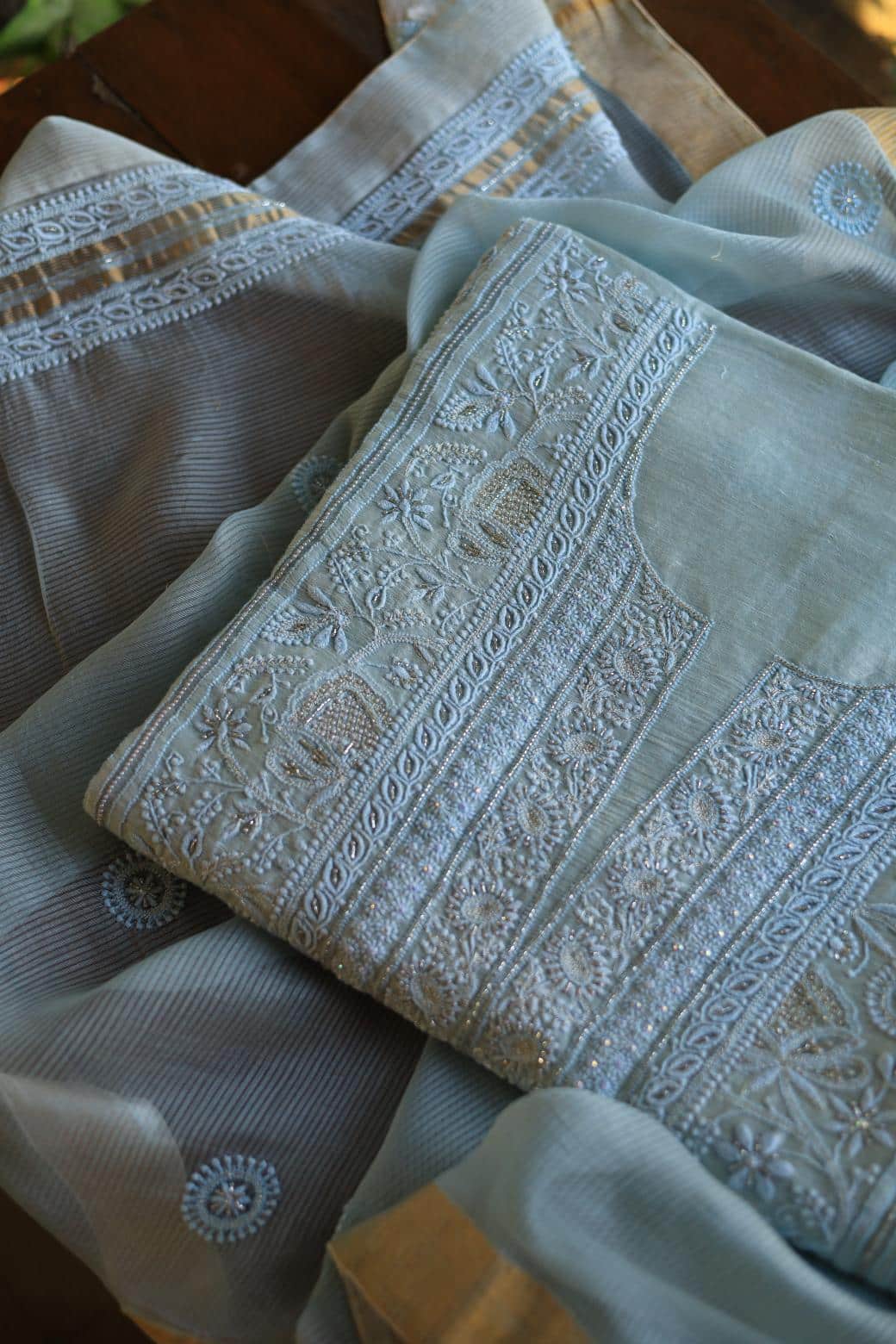Light Blue Rasm Chanderi Highlights Fabrics
