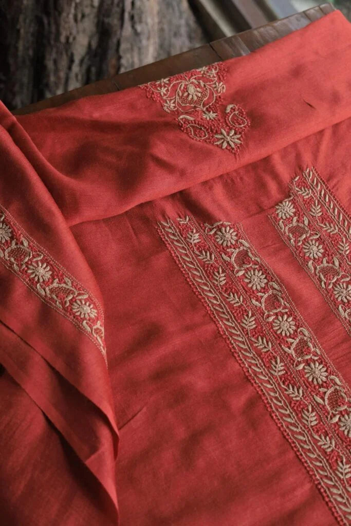 Red Moonga Silk Men’s Kurta Fabrics