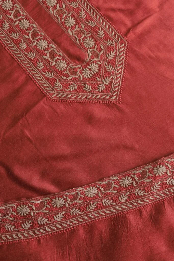 Red Moonga Silk Men’s Kurta Fabrics