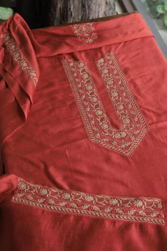 Red Moonga Silk Men’s Kurta Fabrics