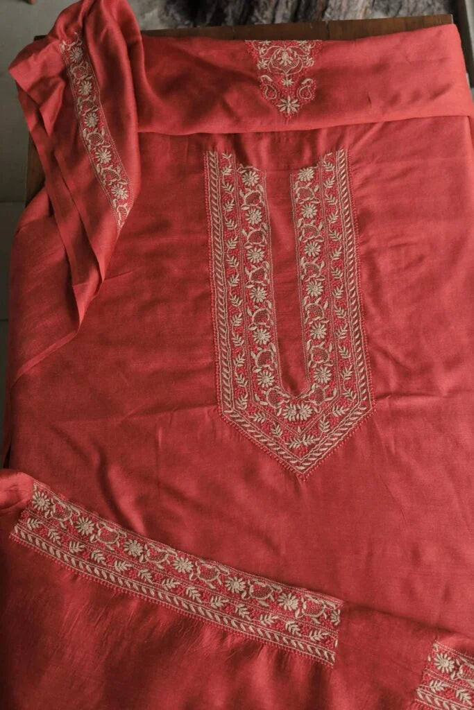 Red Moonga Silk Men’s Kurta Fabrics