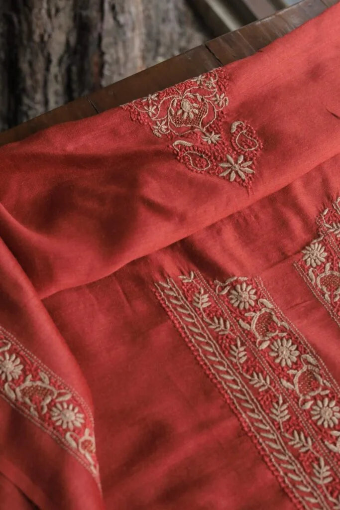 Red Moonga Silk Men’s Kurta Fabrics