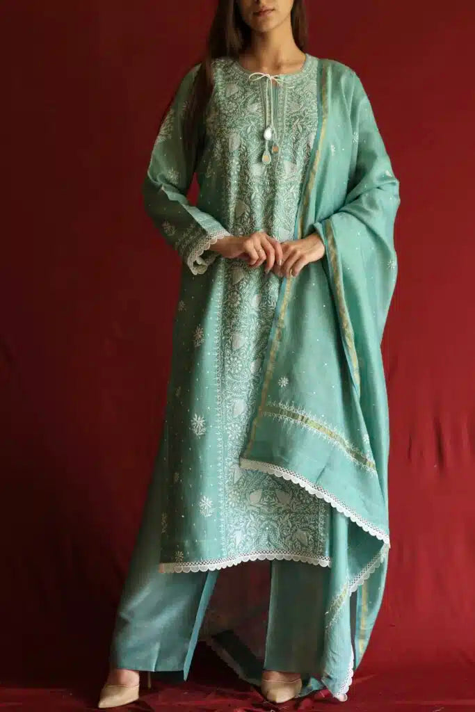 Roheen Ready To Wear Moonga Silk Kurta Dupatta Set