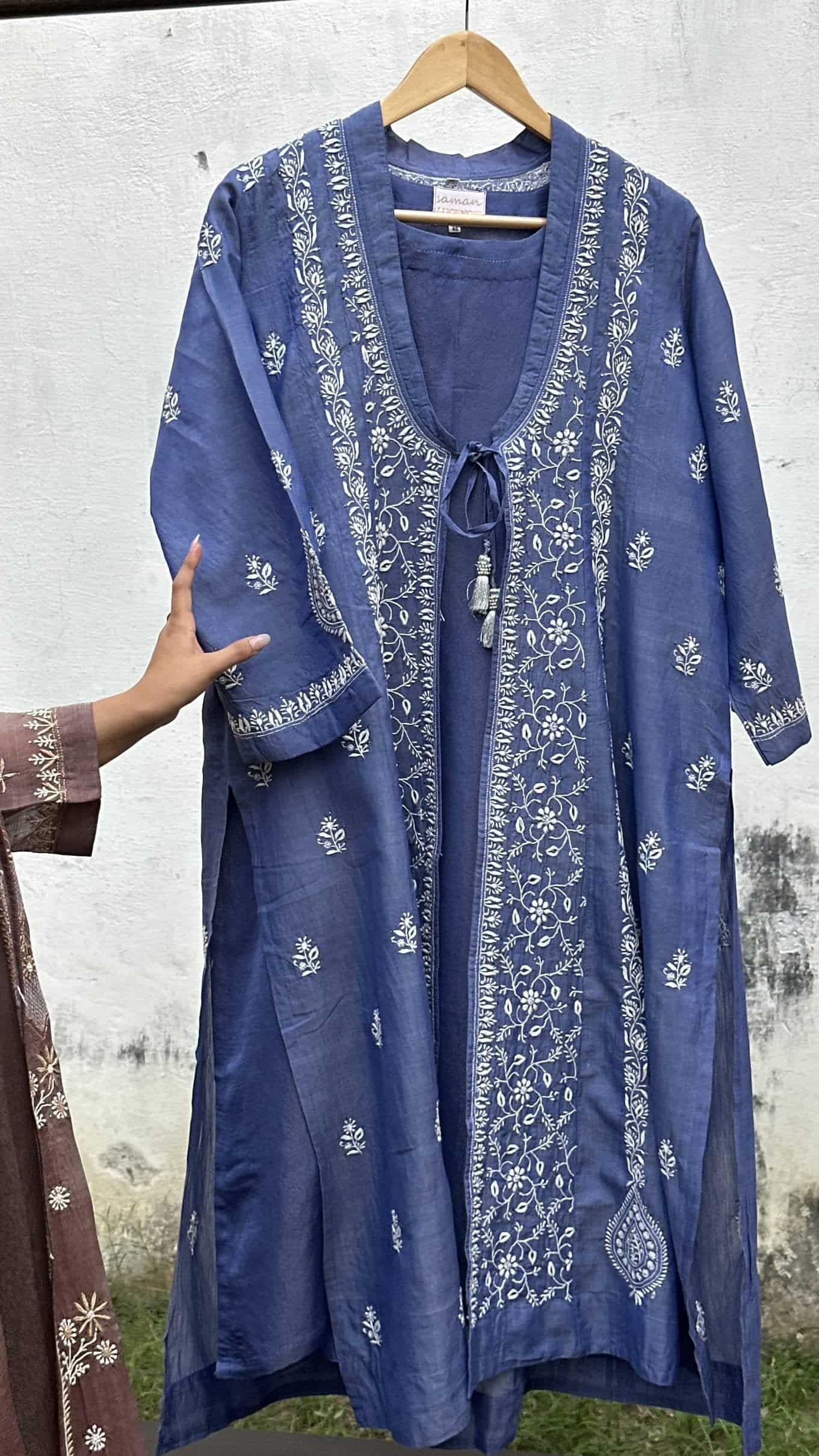 Royal Blue SICO Mal Chikankari Kurta With Mukaish Kamdani – Ready to Wear