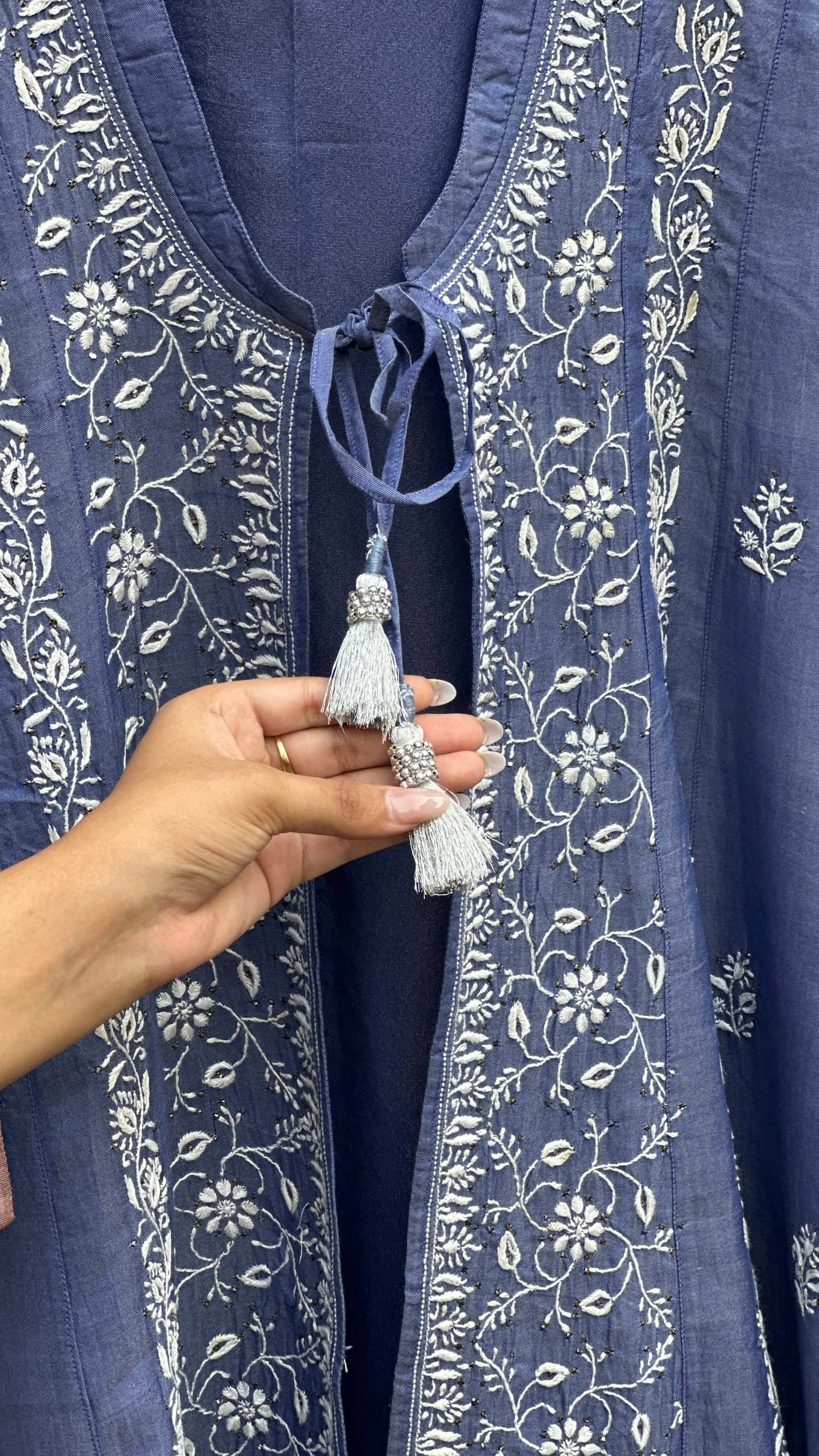 Royal Blue SICO Mal Chikankari Kurta With Mukaish Kamdani – Ready to Wear