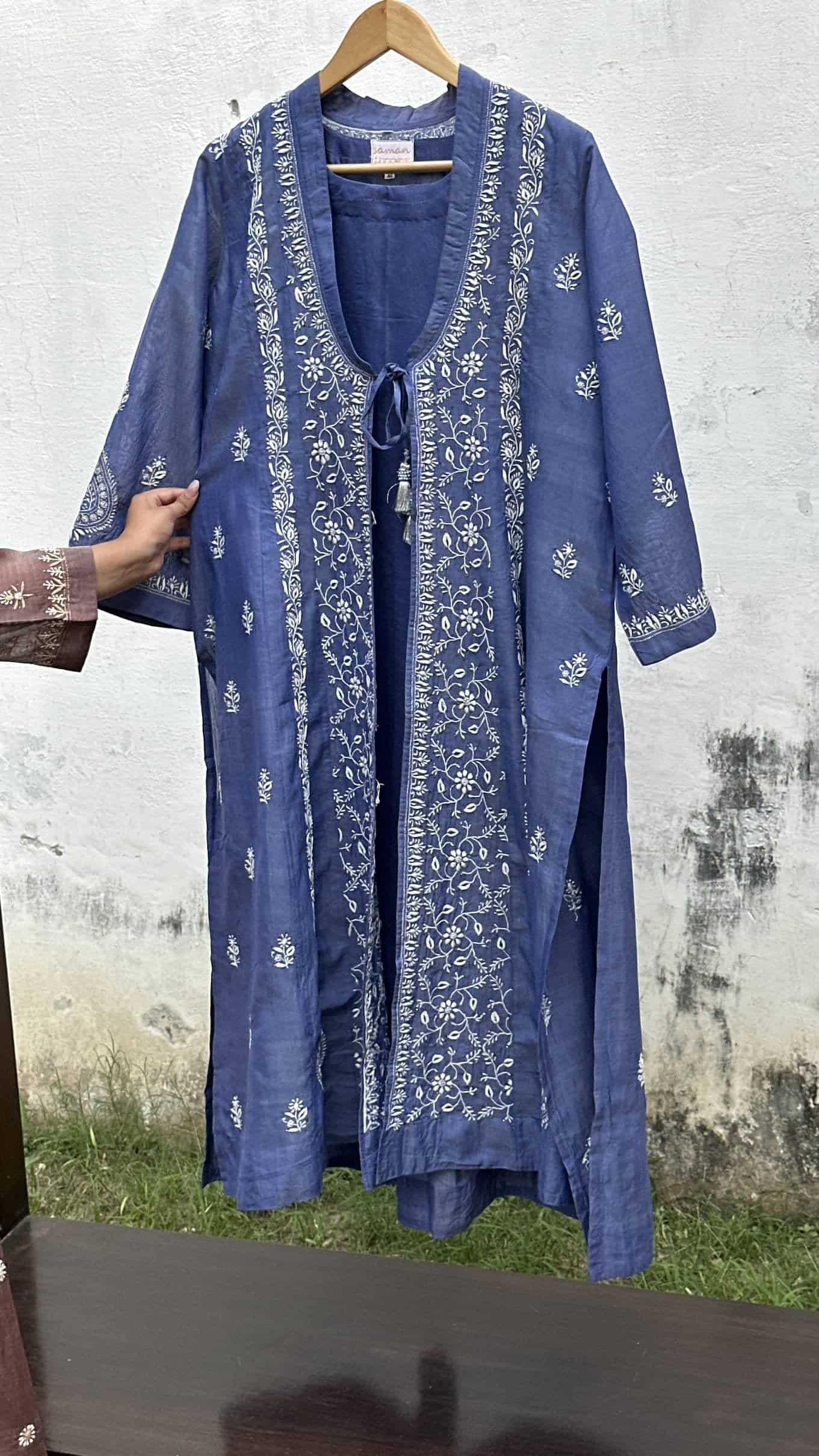 Royal Blue SICO Mal Chikankari Kurta With Mukaish Kamdani – Ready to Wear