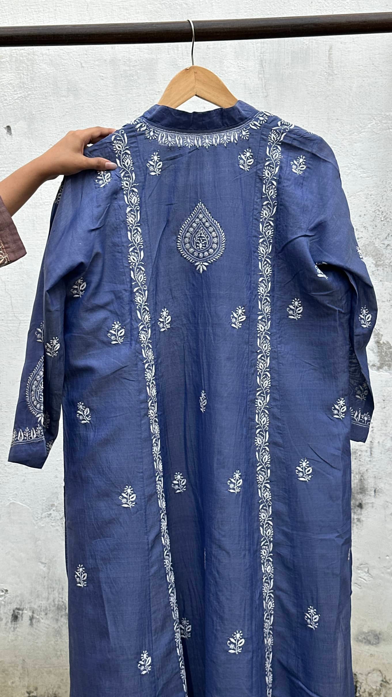 Royal Blue SICO Mal Chikankari Kurta With Mukaish Kamdani – Ready to Wear